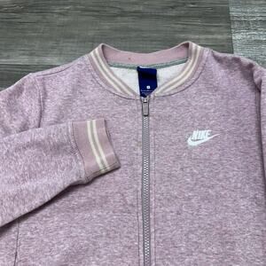 Nike Heather Purple White Womens S Swoosh‎ Back Hit Cropped Varsity Track Jacket